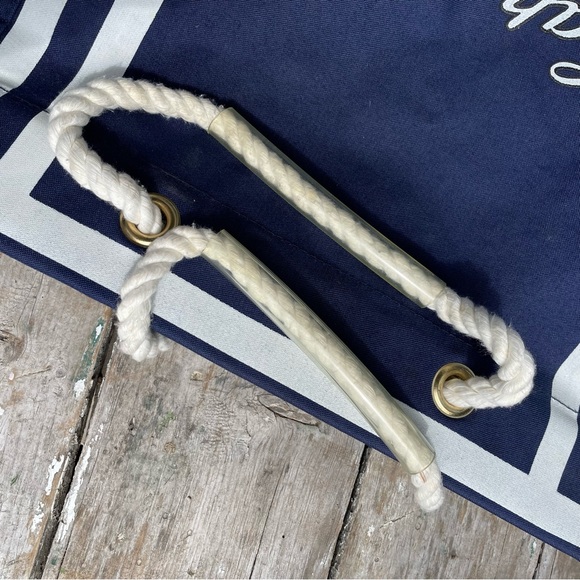 Vintage Navy Blue & white canvas bag large Tote CAPE COD - Picture 7 of 10